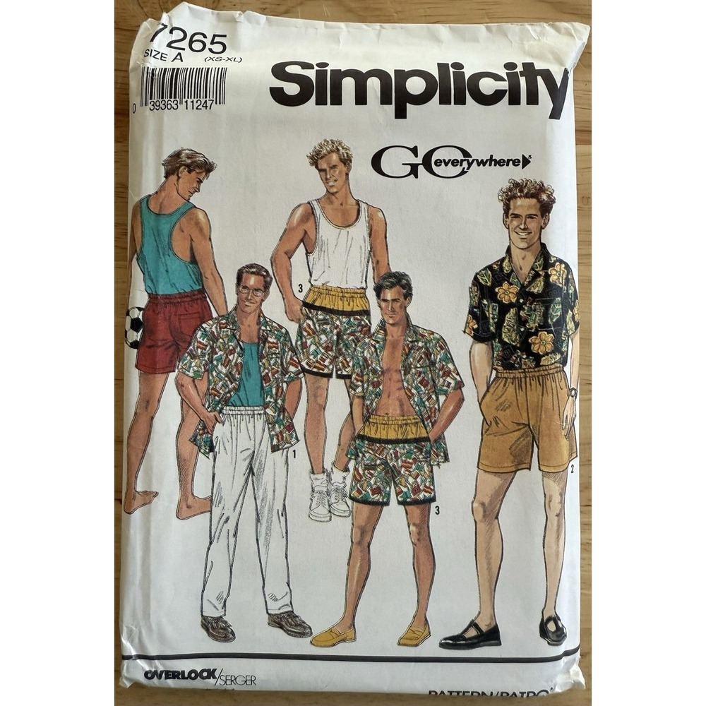 Simplicity‎ Pattern For Knits 7265 Men's Pants Shorts Shirt Tank Top Size XS-XL